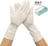H&S PROTECTOR - Extra lang Nitril handschoenen - 305mm lang - Wegwerp handschoenen - Wit - L - Poedervrij - 100 stuks