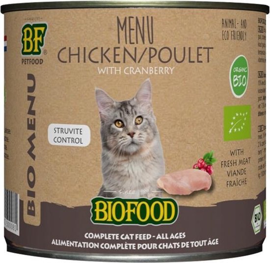 Biofood Organic - Biologisch Kattenvoer Natvoer - Kip Cranberry - 200 gr NL-BIO-01
