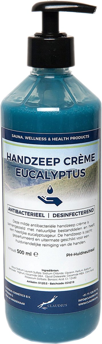 Goedkoopste Handzeep Crème Eucalyptus 500 ml - met gratis pompje