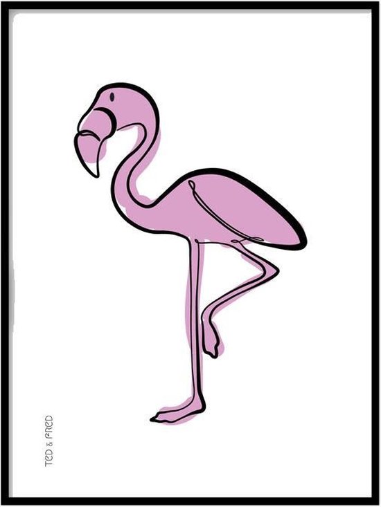 Flamingo poster | Babykamer | Kinderkamer | Muurdecoratie | A4