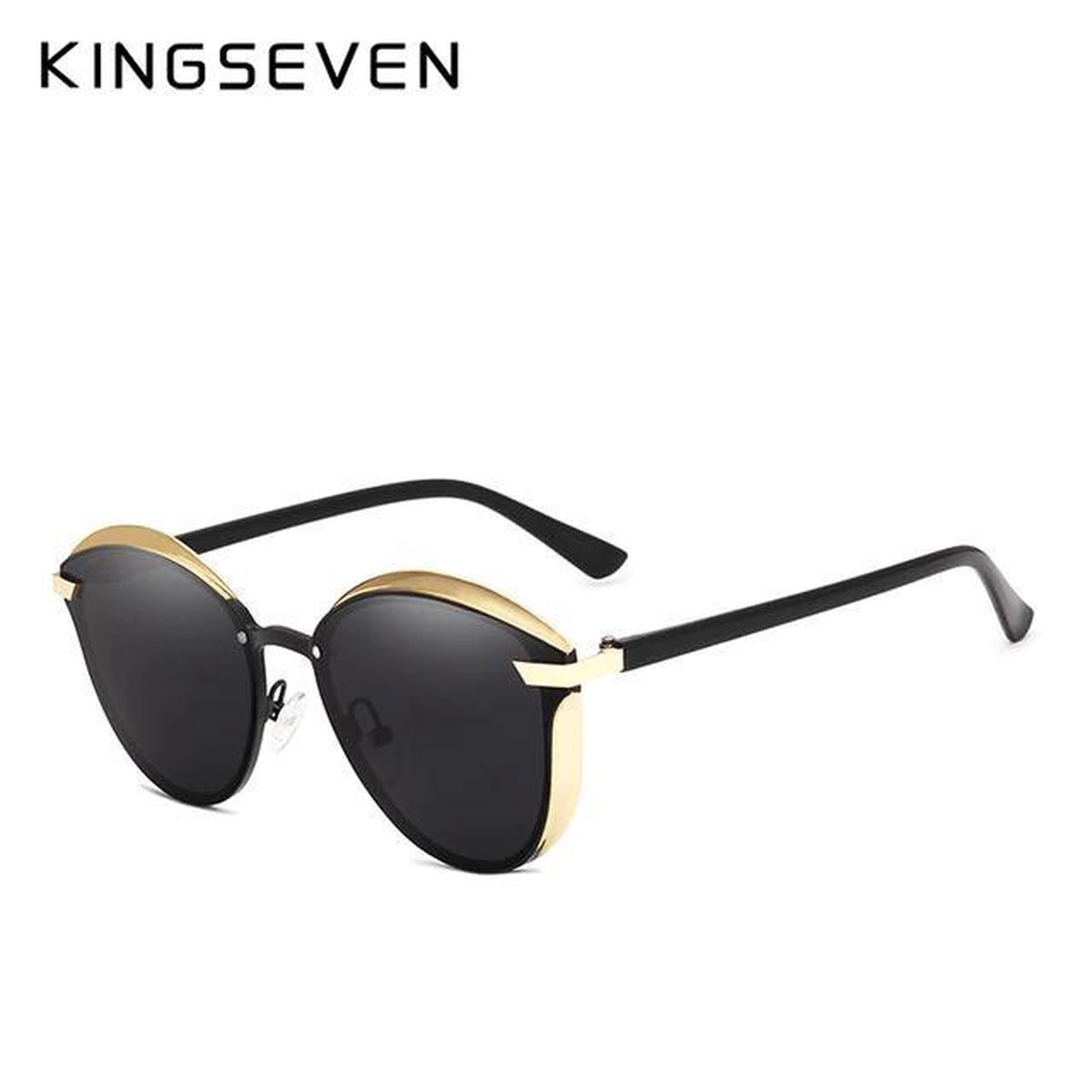 Kingseven Cat Eye - Zonnebril met UV400 en Polarisatie Filter | Cateye | Goud Zwart Montuur