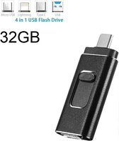 DrPhone EasyDrive - 32GB - 4 In 1 Flashdrive - OTG USB 3.0 + USB-C + Micro USB + Lightning iPhone - Android - Tablet Opslag