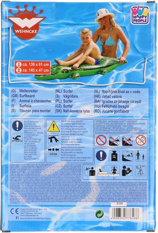 Groene opblaasbare krokodil 145 cm ride-on speelgoed - Buitenspeelgoed waterspeelgoed - Opblaasdieren ride-ons - Opblaaskrokodillen