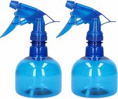 2x Waterverstuivers/spuitflessen 330 ml blauw - Plantenspuiten/schoonmaakspuiten