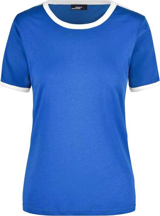 Blauw met wit dames t-shirt M | bol.com