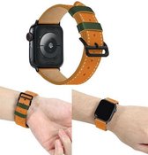 Geschikt voor Apple Watch bandje 42 / 44 / 45 mm - Series 1 2 3 4 5 6 7 SE - Smartwatch iWatch horloge band - 42mm 44mm 45mm - Fungus - PU Leer - Oranje - Contrast