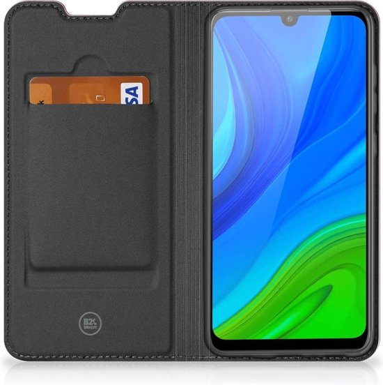 Cover Portafoglio Per Huawei P Smart 2020 In Pelle PU Blu Scuro – Custodia A Libro Con Porta Carte, Cinturino E Supporto - 2