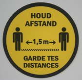 Tweetalig - 200 mm - Garde Tes Distance - houd afstand - antislip - COVID-19 - Corona - sticker - vloersticker