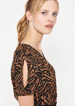 LOLALIZA T-shirt met tijgerprint en open mouwen - Camel - Maat S