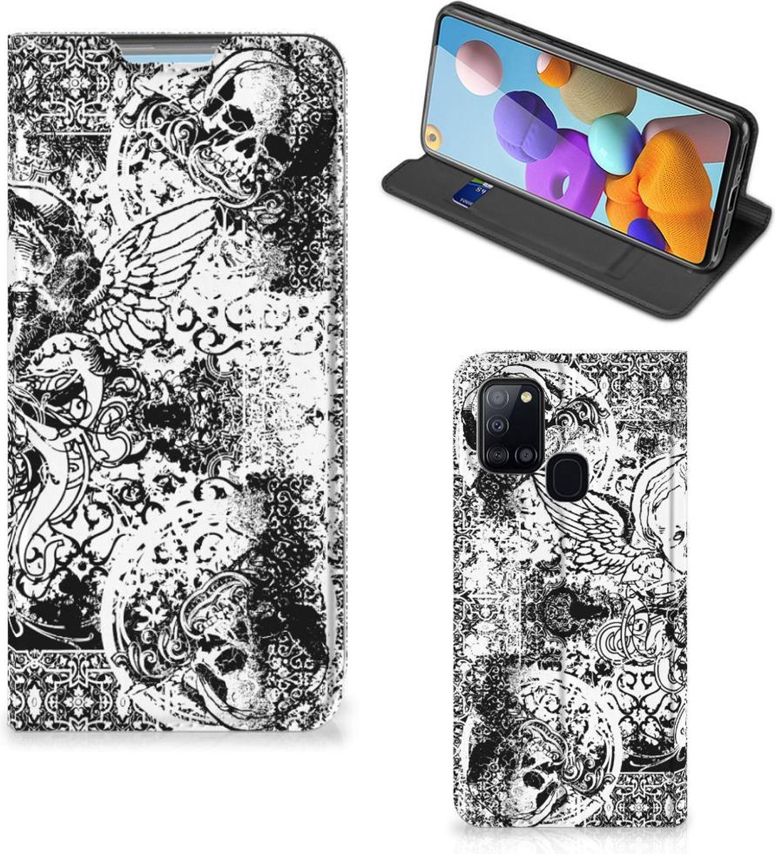 Mobiel BookCase Samsung Galaxy A21s Skulls Angel