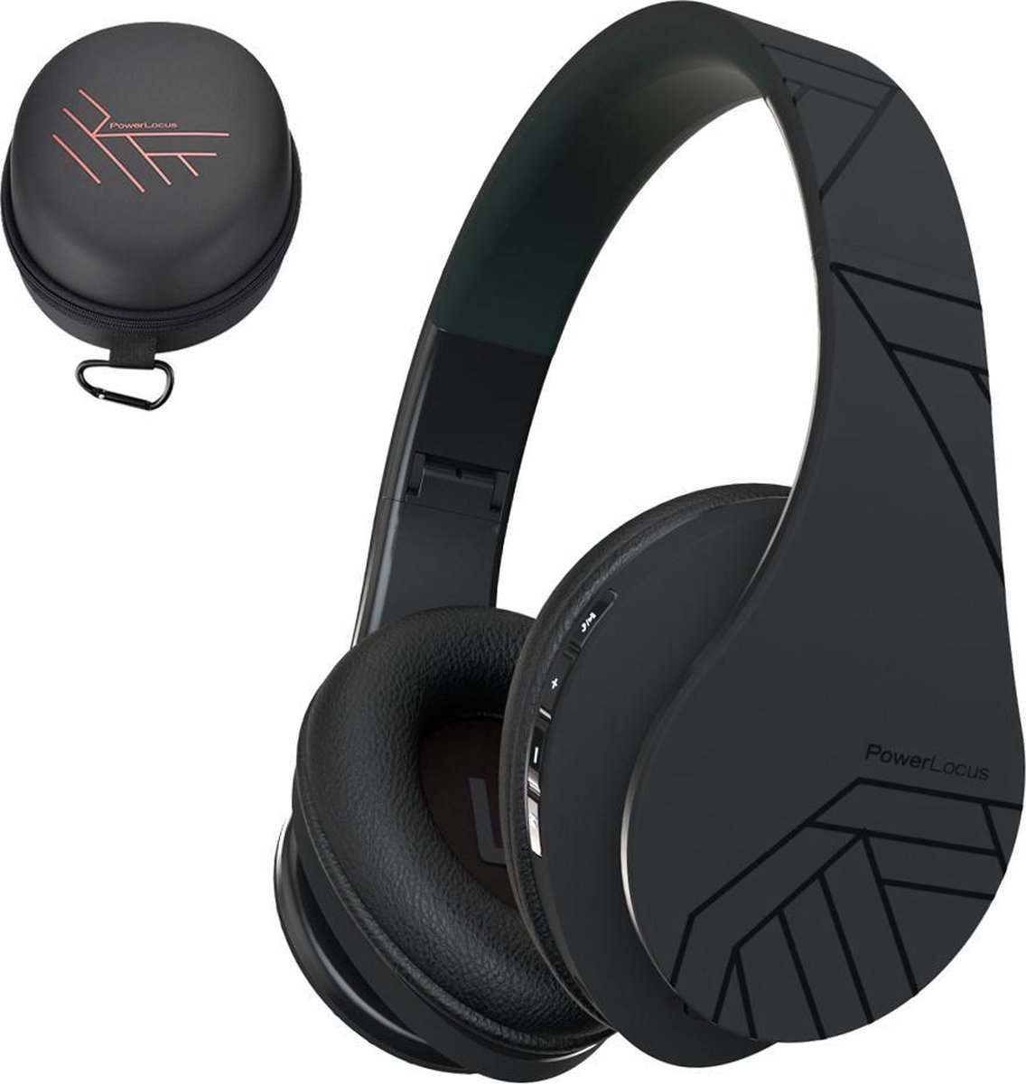PowerLocus P2 - Draadloze Over-Ear Koptelefoon Inklapbaar - Bluetooth Hoofdtelefoon - Met microfoon – Headphone - Micro SD mode – Incl. Carry Case - Zwart
