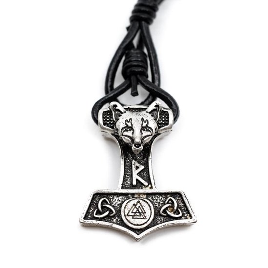 Bracelet Viking Hammer de Thor avec Runes et Renard