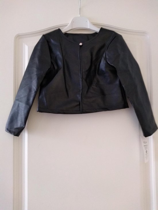 Meisjes leather look jas zwart