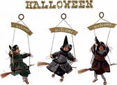 Heks met Welkom bordje-Heksen-Halloween-Welcome decoratie-Deurhanger