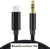 Lightning naar 3,5 mm headphone audio aux jack kabel - iPhone auto kabel - 1 Meter - Zwart