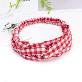 Haarband Cross - Bandana - Haarband dames - Haarbanden dames - Haaraccessoires vrouwen - Geblokt Rood - Stijl 28