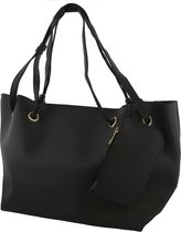Dielay - Brede Tas - Shopper - PU Kunstleer - 50x30x16 cm - Zwart
