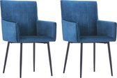 Eetkamerstoelen set 2 stuks Velvet Blauw  (Incl LW anti kras viltjes) - Eetkamer stoelen - Extra stoelen voor huiskamer - Dineerstoelen – Tafelstoelen