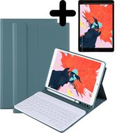 iPad 10.2 2019 Hoes Bluetooth Toetsenbord Met Uitsparing Apple Pencil En Screenprotector - Donker Groen