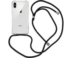 foto van Telefoonhoesje met koord iPhone 7 / 8 / SE (2020) – Transparant - Zwart Koord