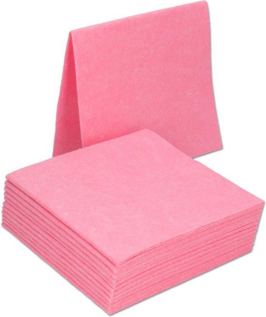 Sopdoeken / vaatdoekjes rood/roze viscose. 50 stuks (5x10) vaatdoeken. HACCP 5 kleuren leverbaar