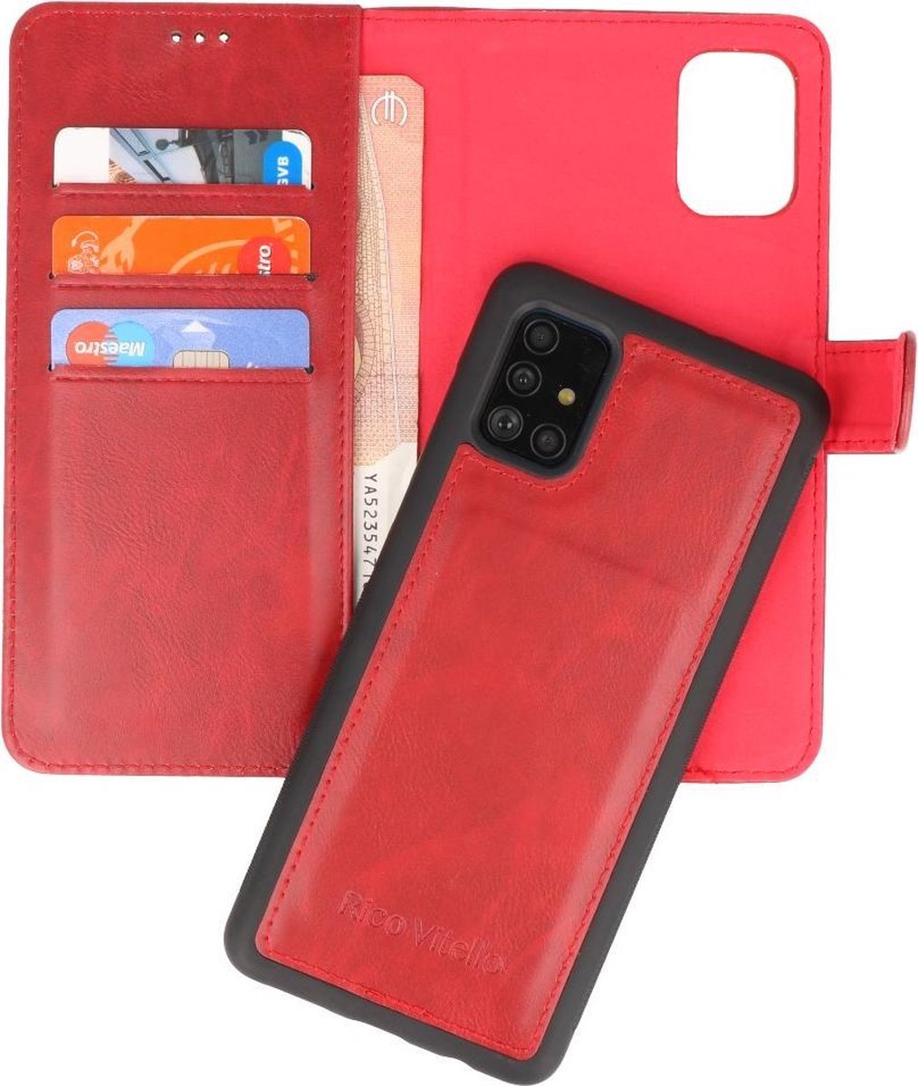 Rico Vitello 2 in 1 Book Case Telefoonhoesje Samsung Galaxy A71 - Rood