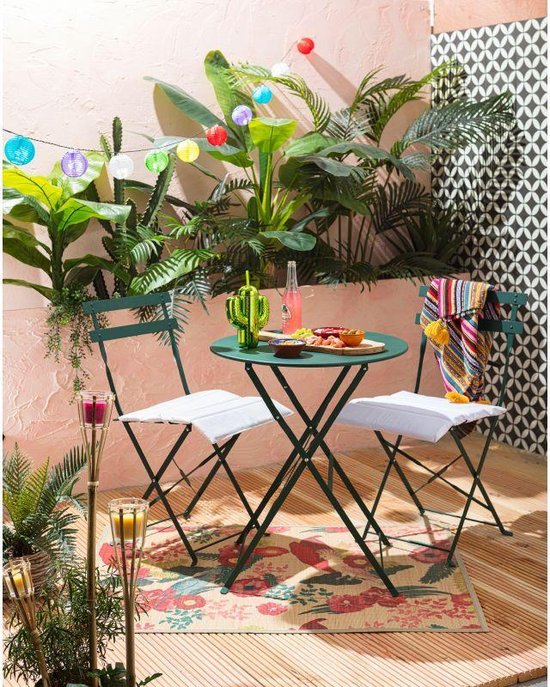 Bistro tafel set grijs met kussens - tuintafel tuinstoel - tuin - zomer - tuin... | bol.com