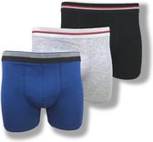 3 stuks Basic Boxershorts - Katoen - Blauw-Grijs-Zwart - Maat M