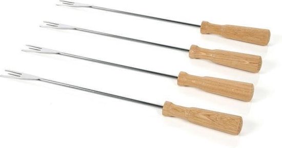 Boska Fonduevorken Oslo - Set van 4 Vorkjes - met Extra Grip - Zilver/Bruin van Boska — afbeelding 4