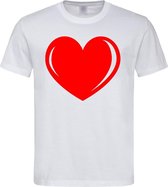 Sportief T-shirt Wit met groot Rood Hart (31116) Maat L