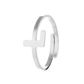 Nana Dames Ring met letter L - Ringen Dames- Vrouwen  zilverkleurig letter ringen