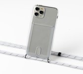 Apple iPhone 11 Pro silicone hoesje transparant met koord white with silver stripes