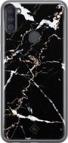 Samsung A11 hoesje siliconen - Marmer zwart | Samsung Galaxy A11 case | zwart | TPU backcover transparant