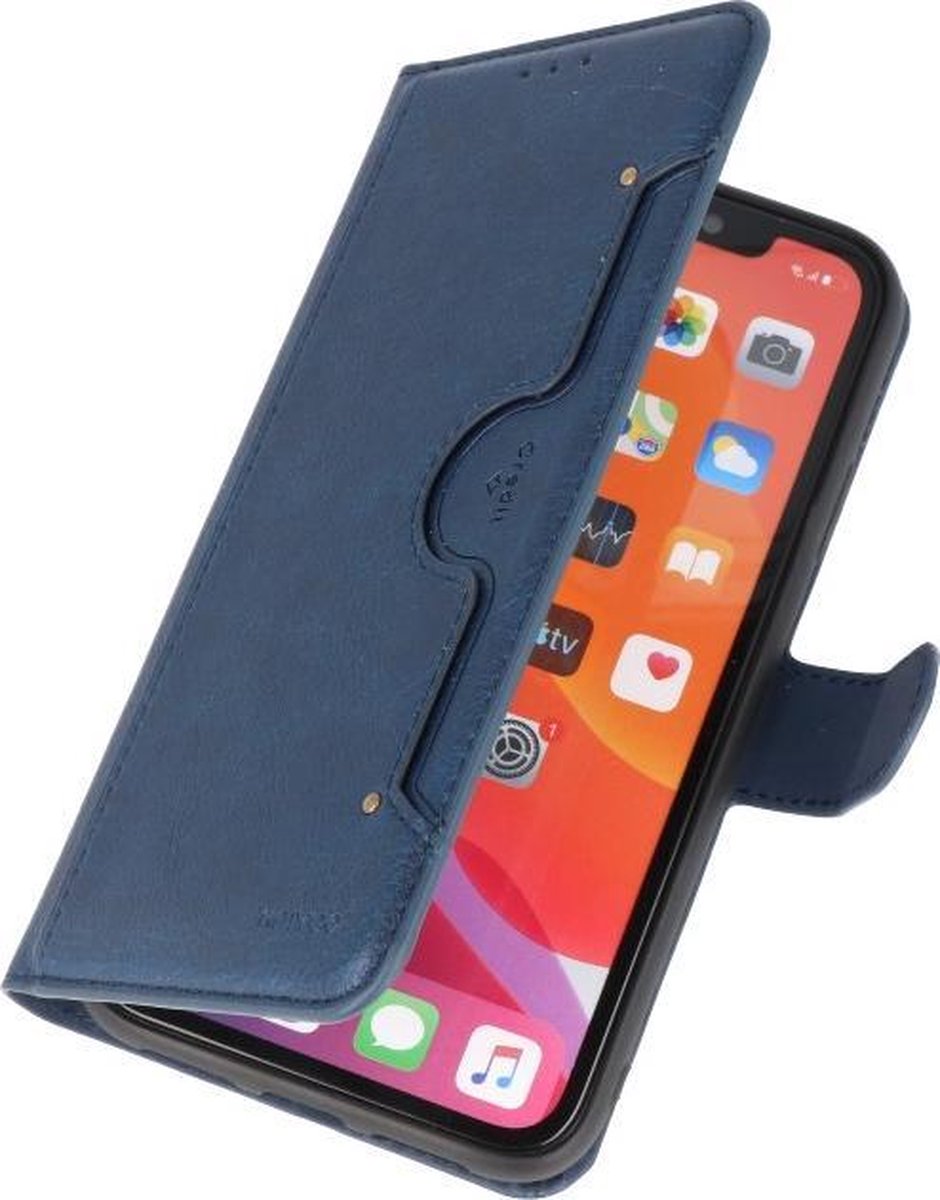 Luxe Portemonnee Hoesje voor iPhone 11 Pro Max Navy