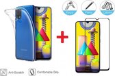 2-In-1 Screenprotector Hoesje  Bescherming Protector Set Geschikt Voor Samsung Galaxy M31 - Full Cover 3D Edge Tempered Glass Screen Protector Siliconen Back Bescherm Hoes Cover Ca