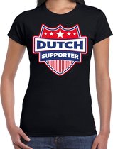 Dutch supporter schild t-shirt zwart voor dames - Nederland landen t-shirt / kleding - EK / WK / Olympische spelen outfit XL