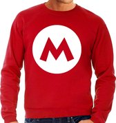 Italiaanse Mario loodgieter verkleed trui / sweater rood voor heren - carnaval / feesttrui kleding / kostuum M