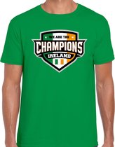 We are the champions Ireland t-shirt met schild embleem in de kleuren van de Ierse vlag - groen - heren - Ierland supporter / Iers elftal fan shirt / EK / WK / kleding L