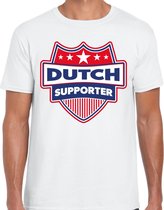 Dutch supporter schild t-shirt wit voor heren - Nederland landen t-shirt / kleding - EK / WK / Olympische spelen outfit L