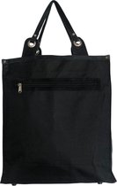 Canvas boodschappentas met leren handvaten new arrivals