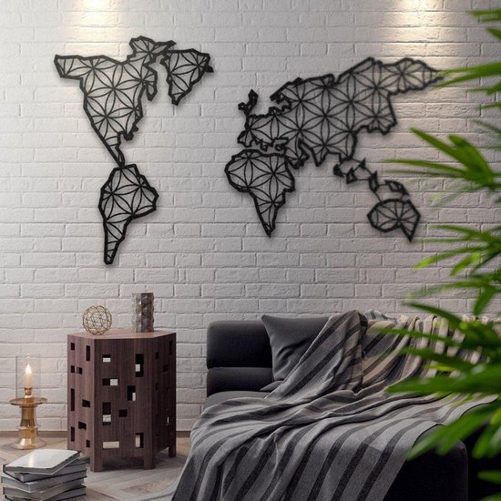 Metalen wanddecoratie World Map (Wereldkaart) (Lines) - 100x56cm