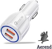 Aerend Hoge kwaliteit Duo USB Fast Charger voor Auto - WIT - Oplader - Autolader