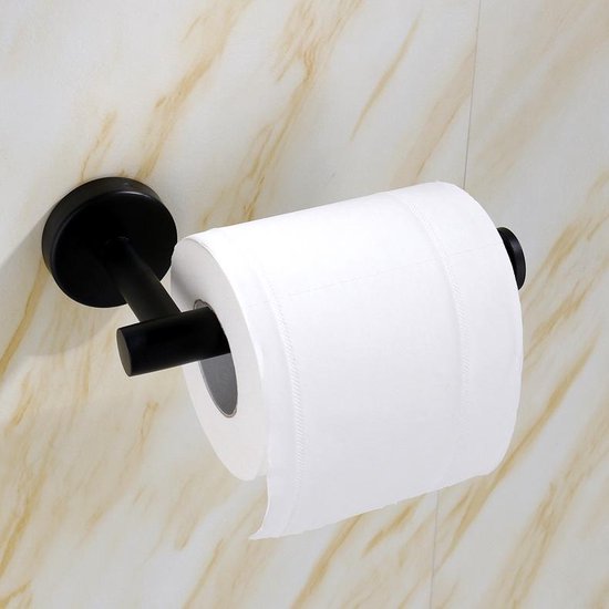Toiletrolhouder Zwart - WC Rolhouder - Toiletpapier - Houder wc-rol stang bol.com