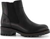 Travelin' Borgen - Leren Chelsea Boots Dames met Rubber profiel - Schoen - Zwart Leer - Maat 41
