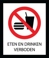 Bord ISO7010 Eten en drinken verboden 20 x 24 cm