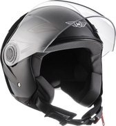 MOTO U53 Jethelm scooterhelm, motorhelm, voor vespa glans zwart, XS, hoofdomtrek 53-54cm