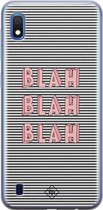 Samsung A10 hoesje siliconen - Blah blah blah | Samsung Galaxy A10 case | blauw | TPU backcover transparant