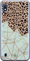 Samsung A10 hoesje siliconen - Luipaard marmer mint | Samsung Galaxy A10 case | Bruin | TPU backcover transparant