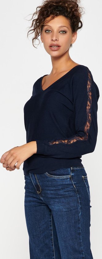 Lola Liza Sweater met kant - Dark Blue - Maat XS bol.com