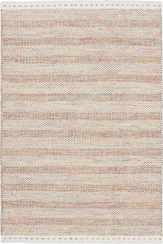 Handgeweven laagpolig vloerkleed Jaipur - Wol - Beige - 140x200 cm